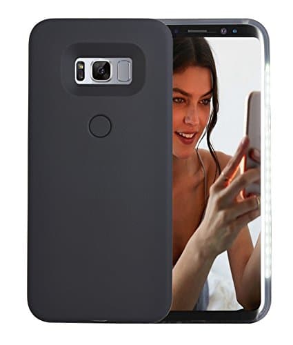 Galaxy S8 Plus Case, AUYOUWEI LED Illuminated Selfie Light Case Cover [Rechargeable] Light Up Luminous Selfie Flashlight Cell Phone Case for Samsung S8+/ Plus (Black)