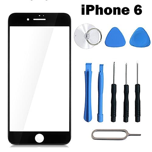 Eyetwins New Front Outer Glass Lens Screen Replacement For iPhone 6/6s 4.7 Inch with OCA Gluetape+Complete Tools Kit (Black)