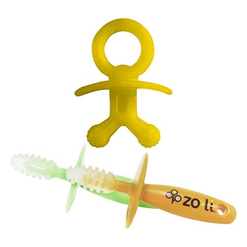 Teethifier Back Teeth Teether with Baby Chubby Gum Massagers, Green/Orange