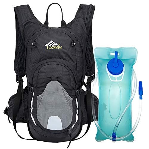 Loowoko 20L Hydration Riding Backpack with 2L Water Bladder, Multiple Pockets Includes Helmet mesh Belt Perfect for Cycling Running Camping Hiking