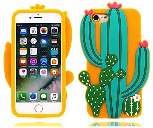 iphone 8 Plus Cartoon Silicone Case,3D Cactus Unique Plants Design Phone Bag Soft Rubber Cover for Apple iphone 6s Plus 5.5 inch