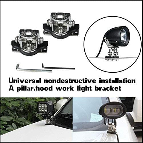 Universal 2x A Pillar Hood Led Work Light bar Mount Bracket Clamp Holder Offroad