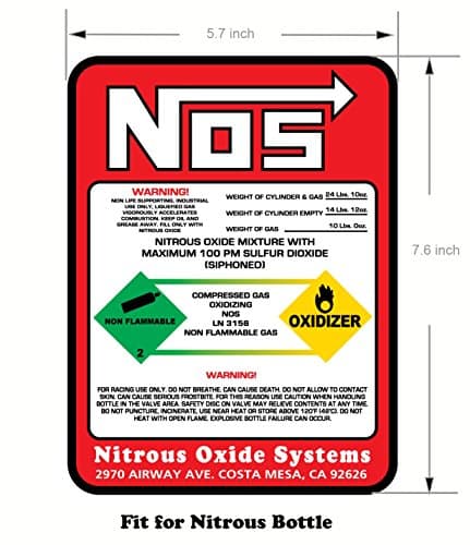 Nitrous Bottle Label Sticker Decal 10#NOS REPLACEMENT 10 LB