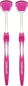 Orabrush Tongue Scraper, Cleaner Helps Fight Bad Breath, Pink 2 Count