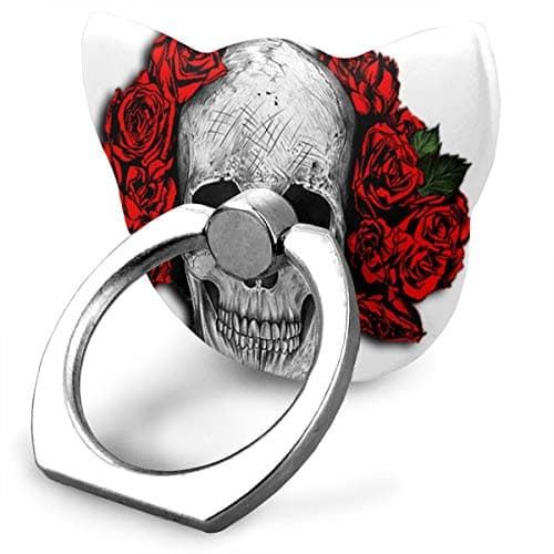 Cell Phone Holder Skulls Red Roses Cat Type Ring Phone Holder Adjustable 360° Rotation Phone Stand for IPad Phone X/6/6s/7/8/8 Plus/7, Galaxy S9/S9 Plus/S8/S7 Android Smartphone