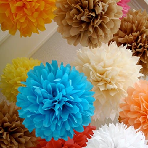 30 Bright Colored Tissue Paper Pom Poms - Bulk Set of Mixed Colors and Sizes of 4, 6, and 8 inch for Weddings, Birthday Parties &amp; More