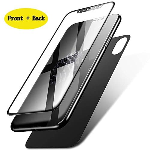 iPhone X Front and Back Tempered Glass Screen Protector 2.5D, DIGI4U iPhone X Ultra-thin Touch Accurate Anti-Scratch Screen Protector for iPhone X (Black)