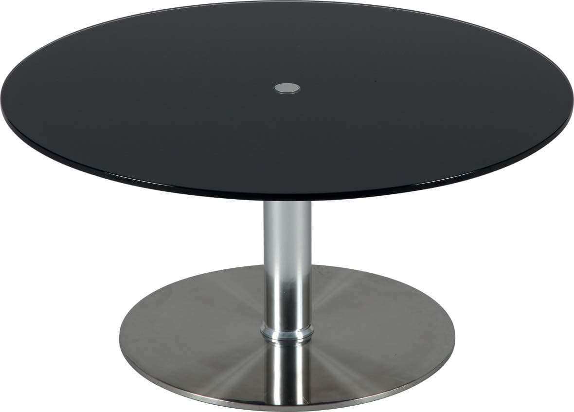 Destock Meubles Adjustable Height Glass Round Coffee Table Black