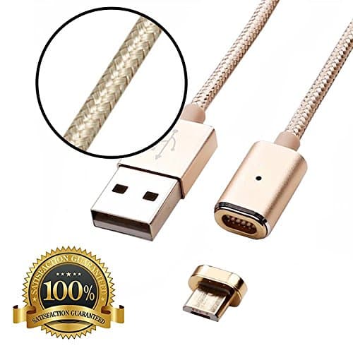 AZbuddy Micro USB Magnetic Quick Charger Cable for Fast Phone Charging, for Samsung Galaxy, HTC, LG, Android phones and Tablets - Upgraded Cord with Stronger Magnet and Better Connector (Gold)