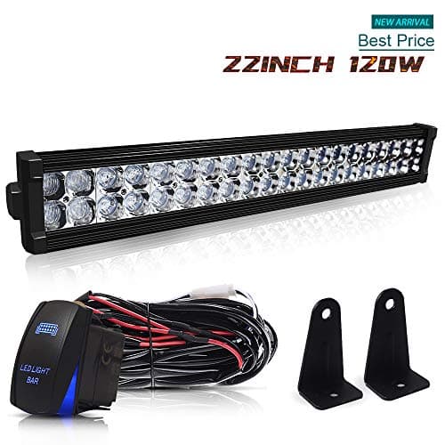 DOT 22" 24Inch 120W Led Light Bar Combo Grill Windshield Bumper Light Bar + 1x Rocker Switch + 1x Wiring Harness for Truck Jeep Wrangler Dodge Chevy RV Ford Polaris RZR Golf Cart ATV Truck Toyota