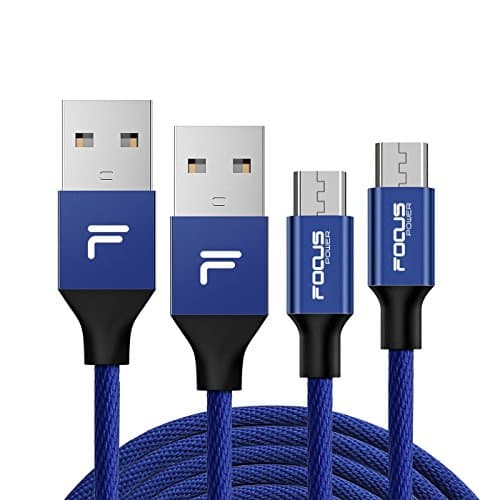 FOCUSPOWER 2PACK (3.3+6.6)FT Micro USB Cables Linen Braided Fast Charging Cable Samsung usb cable/charging cords for Android Devices, Galaxy, Sony,Motorola and More (Navy Blue)