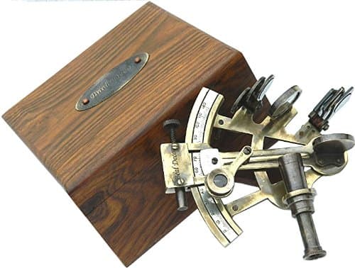 Sextant Nautical, Made From Brass, Fully Functional & Working - Antique Brass Finish, High Quality Optic Glass, Comes with Solid Rosewood Box, Handcrafted - A Very Well-known Brand - 30 Days Hassle Free Money Back Guarantee!