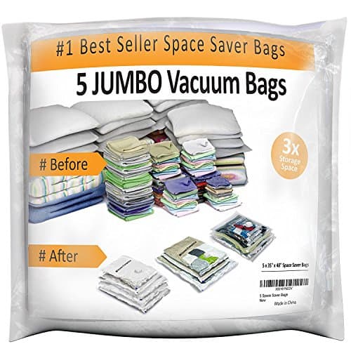5 Jumbo Space Saver Bags - Vacuum Storage Bundle