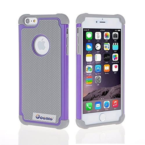 iPhone 6 Case,iPhone 6S Case,GOGING Impact Resistant Double Layer Shockproof Hard Shell Case Compatible for Apple iPhone 6/6S 4.7 inch (Gray-Purple)