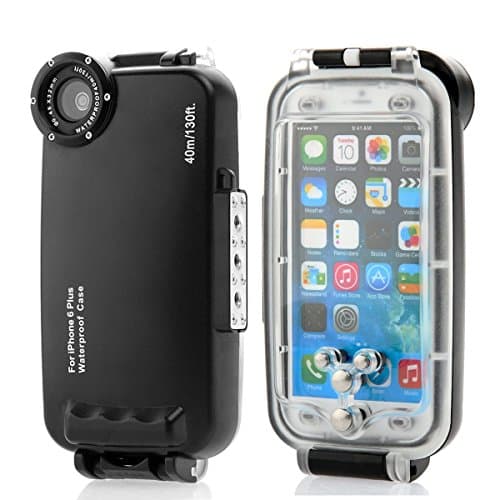 iPhone 6 Plus Diving Case, iPhone 6S Plus Diving Case, Senrn Professional [40m/130ft] Dive Swimming Underwater Photo Video Waterproof Case Cover for Apple iPhone 6/6S Plus 5.5 inch + Lanyard - Black