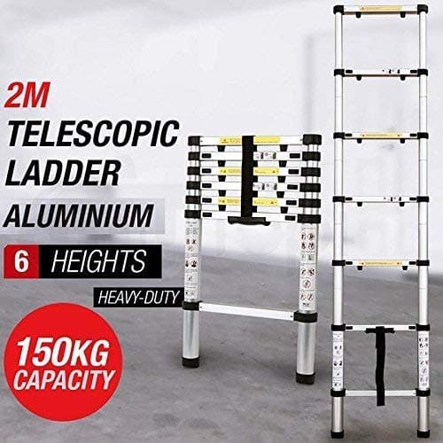 Tonsyl Aluminium Folding Step Ladder Portable and Compact 7-Steps Telescopic 2 m Foldable for Household and Outdoor Purpose, 1- Pieces