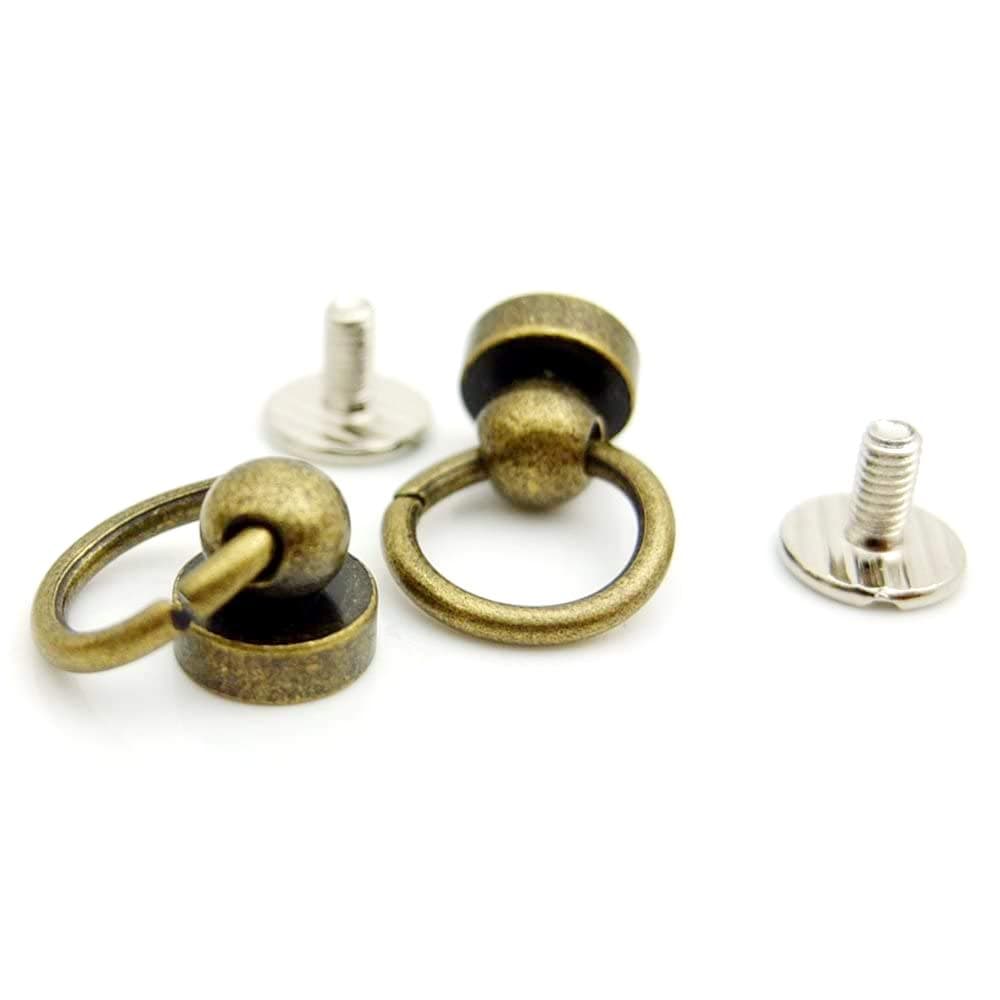 Bluemoona 50 Sets - Plated Brass Head Button O-ring 3/8" 10mm Stud Screwback with Screw (Bronze)