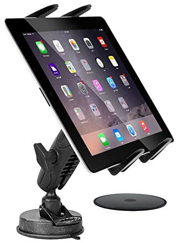 Tablet Car Mount, DigiMo Windshield Holder or Dash Car Tablet Mount Holder for Lenovo Flex, LG G Pad, Galaxy Tab A E S3 S4 (all 7-14") iPad Tablet w/ AntiVibration Swivel Cradle (with or without case)