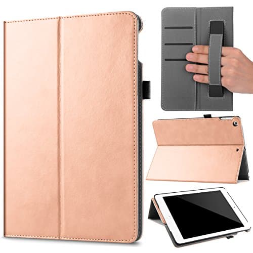 iPad 2017 iPad 9.7 inch Case, Hoofur Multi-Angle Viewing Folio Stand Wallet Cover, Auto Wake / Sleep for Apple iPad 9.7 inch 2017 (Rose Gold)