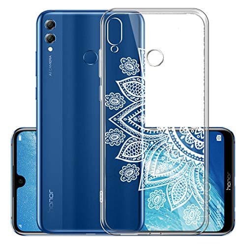 Floral Painted White Half Flower Pattern Printed Design Transparent TPU Soft Silicone Case for Huawei P Smart Plus/Nova 3i,SKYXD 3D Colorful Embossed Beautiful Blossom Flexible Protective Cover