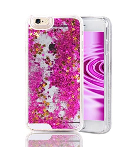 iPhone 6 Case, iPhone 6S Case, Protective 3D Creative Luxury Bling Glitter Sparkle Liquid Case Infused with Glitter and Stars Moving Quicksand Hard Case for boys and girls - Pink - 4.7 inch