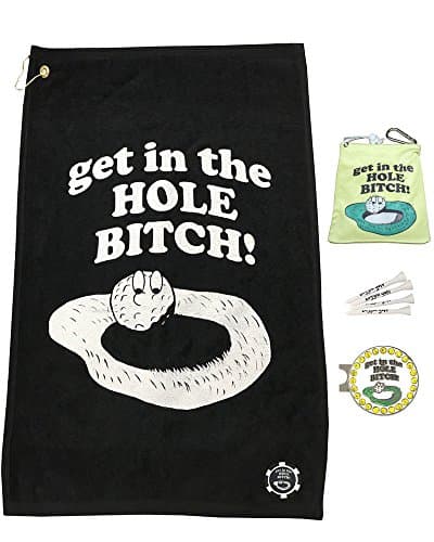 Giggle Golf Par 3 - Golf Towel, Tee Bag with 4 Tees, and Bling Ball Marker with Hat Clip - Perfect Golf Gift for Women