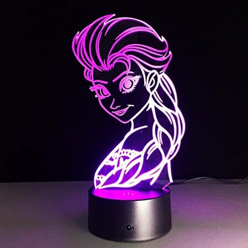 CARYY 3D LED Illusion Lamp, 7 Colors Remote Control Dimensional Visual Ice Queen Light, Optical Night Lights, Decoration Atmosphere Table Lamps, Children Christmas Birthday Gifts
