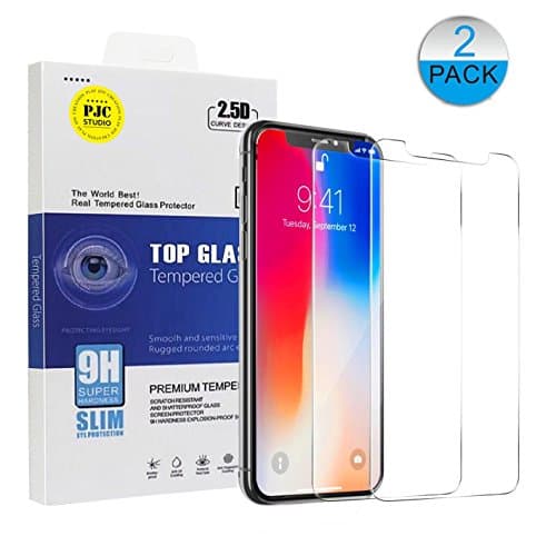 (2-pack) PJC STUDIO iPhone X Ultra-Clear Ballistic Tempered Glass Anti-Glare 2.5D Curve Edge Protector 9H Hardness Anti-Shatter Anti-Scratch Anti-Fingerprint [Case Friendly] (iPhoneX 2017)