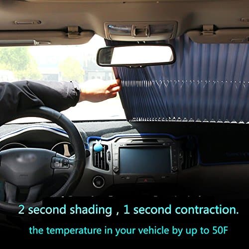 Car Windshield Sun Shade- Accordion Style Automatic retractable Windshield Shade Blocks UV Rays Sun Visor Protector Select Size Chart with Your Vehicle by (46cm（Front）)