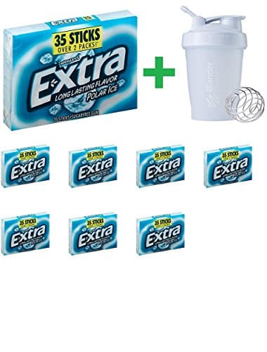 Extra Gum Polar Ice Mega Pack, 35 ct (8 Pcs) + Assorted Sundesa, BlenderBottle, Classic With Loop, 20 oz