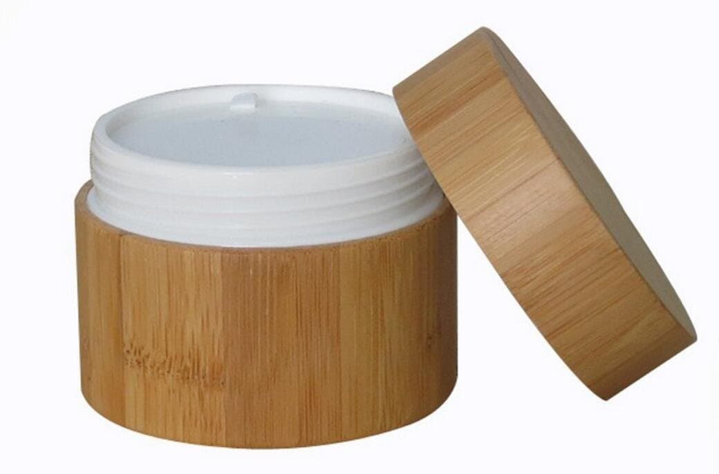 ASTRQLE 1PCS Brown 100ML 3.4oz Bamboo Empty Refillable Body Cosmetic Face Cream Jar Storage Bottle Container Bottle for Make Up Lotion Sample Lip Balm Eye Shadow Nail Art Storage Box