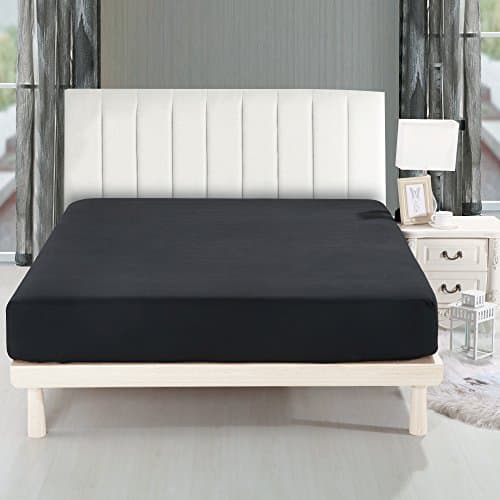 Lullabi Bedding 100% Ultra Soft Microfiber, Double-side Brushed Finish, , Wrinkle, Fade, Stain Resistant, One Fitted Bed Sheet (Queen, Black)