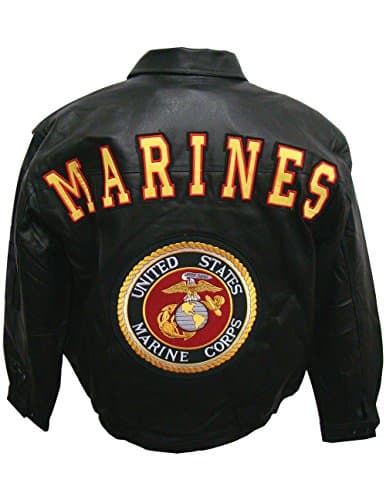Marines Military Leather Jacket Features Coordinating Logos