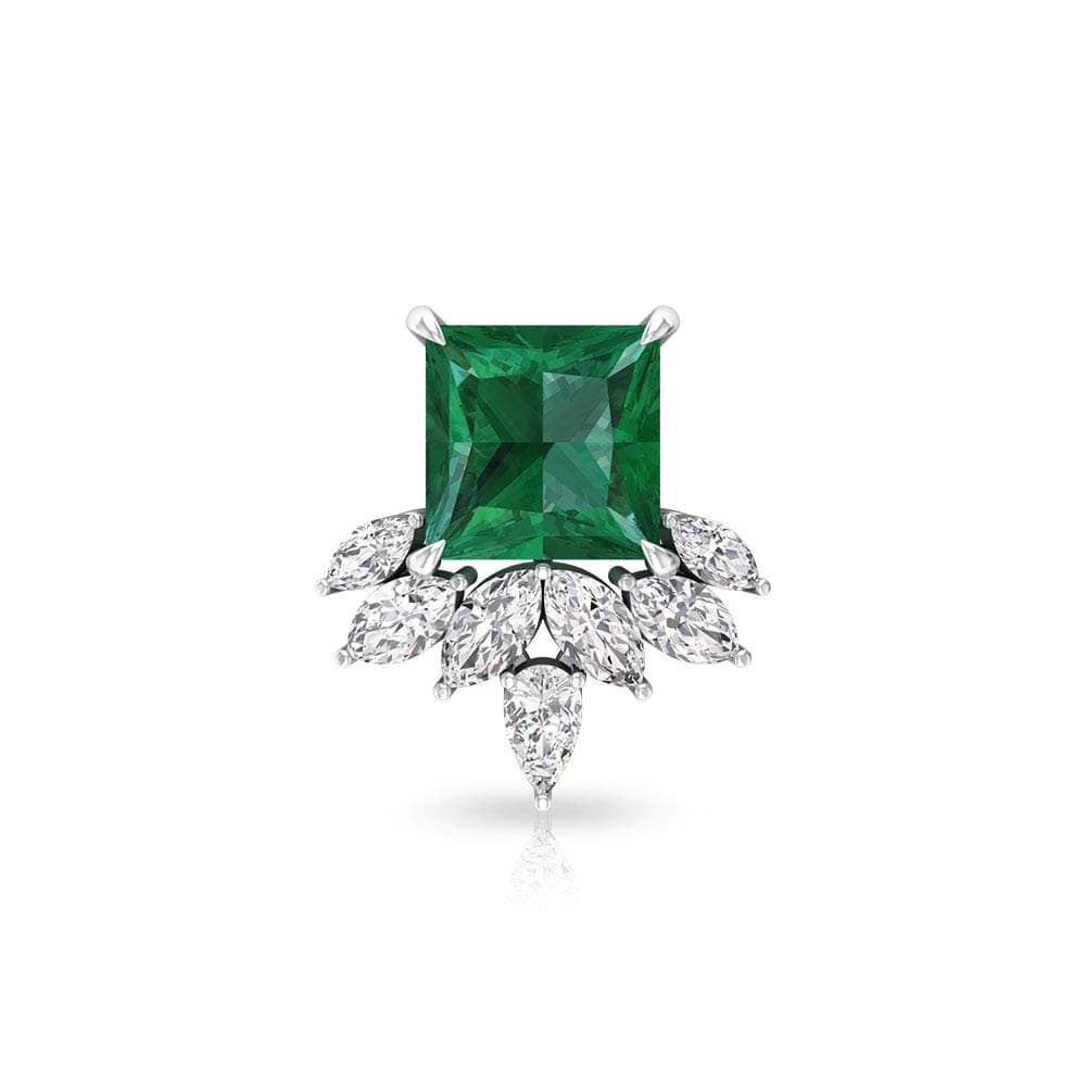 2.4Ct Emerald Diamond IGI Certified Stud, Solitaire Princess Cut Gemstone Stud, IJ-SI Color Clarity Diamond Stud, Marquise Pear Shape Diamond Earring, Screw Back
