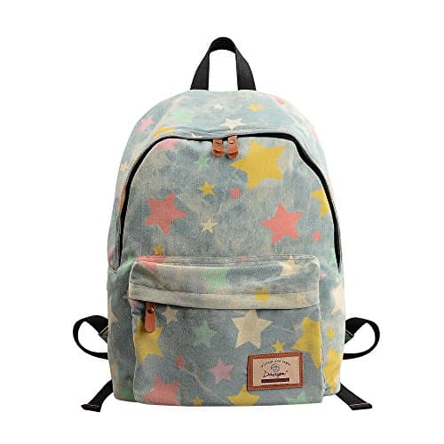 Lt Tribe Casual Backpack Star Printed Daypack School College Backpack for Girls Light Blue Multi Star G00320