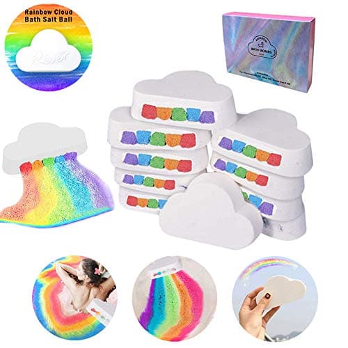 HOMEJU 2019 New Rainbow Cloud Bath Bomb, Float on WaterRelease Vivid Rainbow Color, Moisturizing Skin Care, Bath Fizzy Bath Salts Balls for Her, Surprise Bath Bomb,Kids' Most Love!