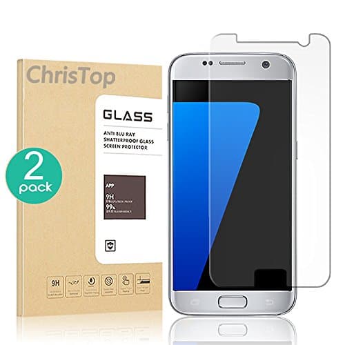[2 Pack] Galaxy S7 Screen Protector, Chris Top Glass Protector [Tempered Glass] 9H Hardness, Bubble Free [Case Friendly]