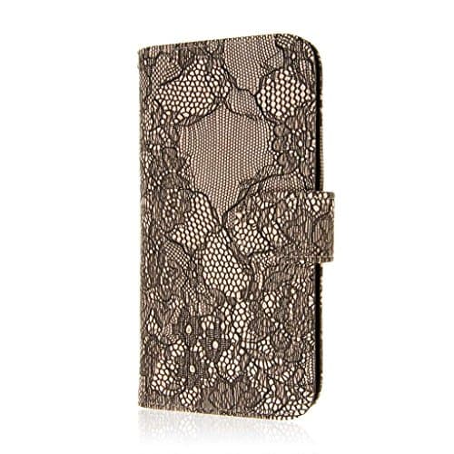 iPhone 6 Plus / iPhone 6S Plus Wallet Case - MPERO Black Lace Flex Flip Card Holder with Wrist Strap