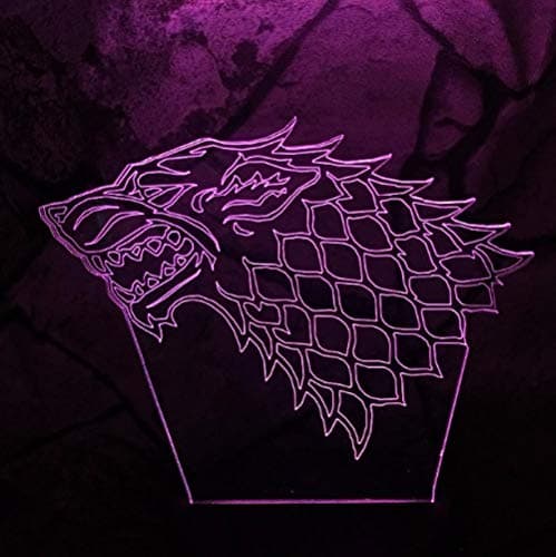 3D Night Lights LED Table Lamp Power Game Stark Wolf Songs Ice and Fire Songs 7 Color Changan Sleep Bedroom Decoration Lights Men's Boys Gift
