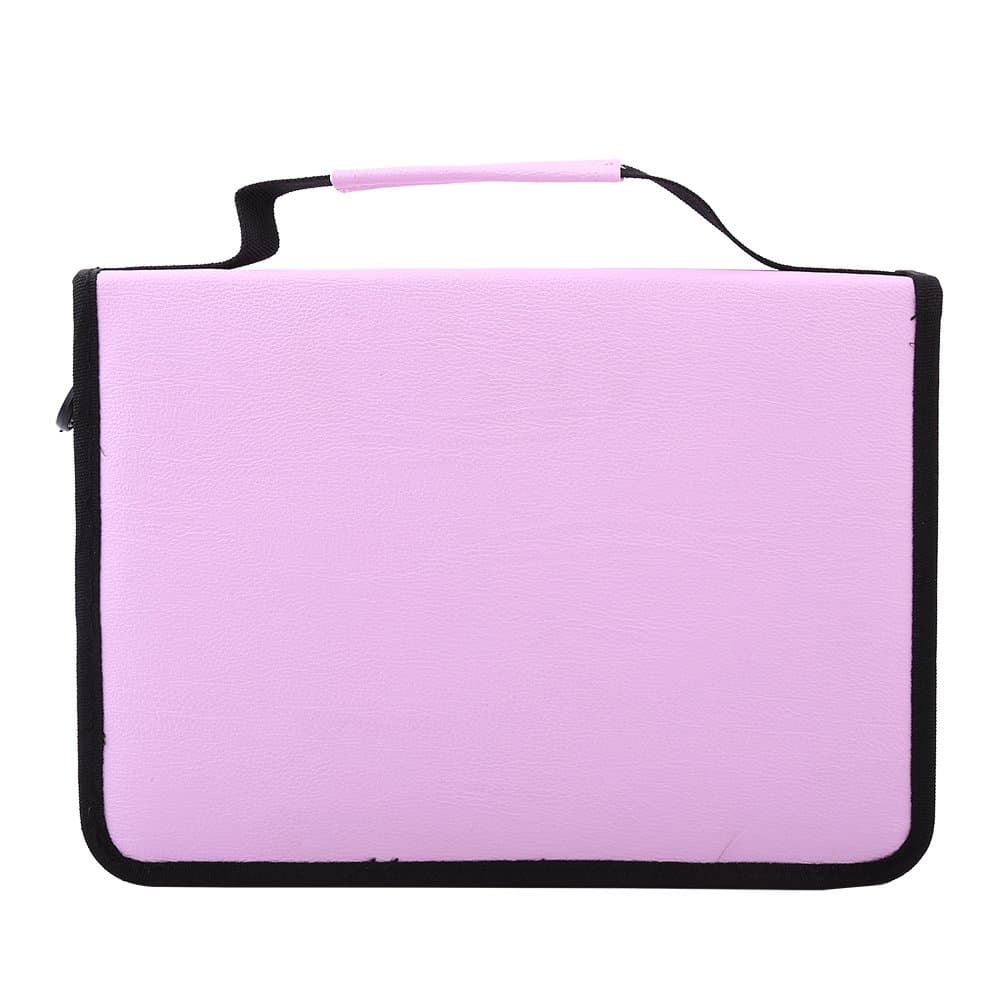 Wal front 150 Slots Pencil Case Large Capacity PU Leather Fabric Pen Case Zipper Pen Bag (Pink)