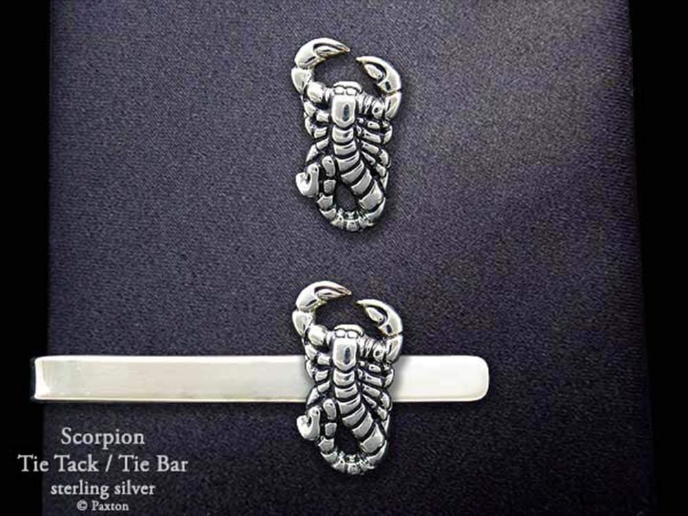 Scorpion Tie Tack or Scorpion Tie Bar in Solid Sterling Silver Hand Carved & Cast by Paxton