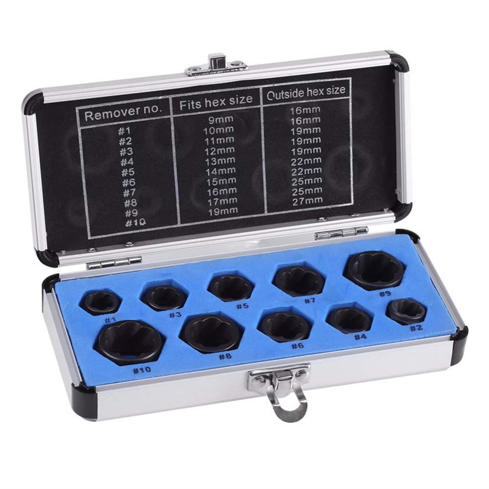 Pannow 10pcs 3/8" Drive Socket 9-19mm Damaged Nut Stud Extractor Bolt Remover Locking Bolt Extractor Set