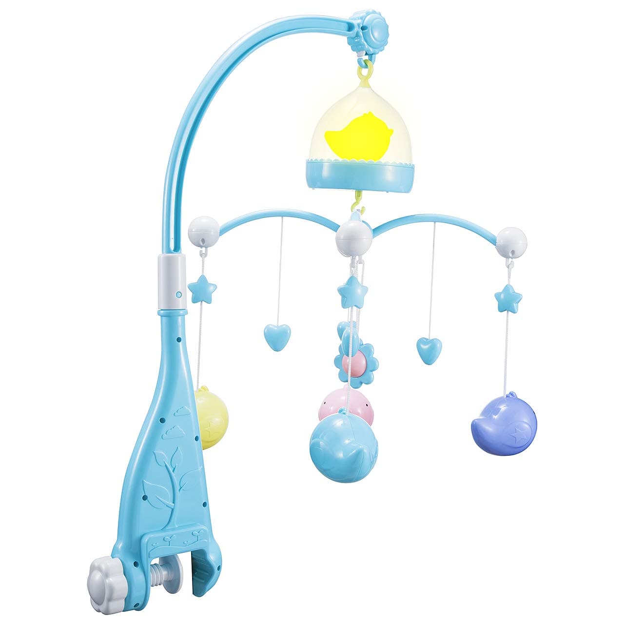 VicTsing Musical Crib Mobile with Night Light Baby Bed Holder Crib Cot Mobile Arm Extended Holder Bracket Nut Screw Bed Bell with Toys for Baby Girl & Boy - 57x45cm