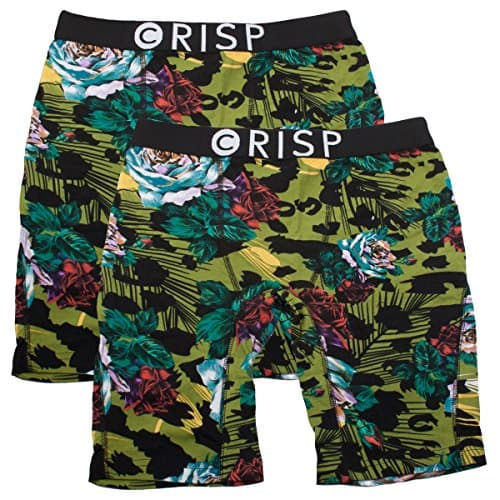 Men’s Authentic Athletic Crisp Small Printed Boxer Briefs Cotton Breathable, 2 Pack