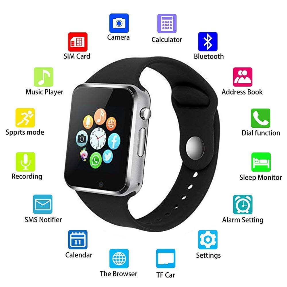 Smart Watch, DOROIM Bluetooth Cell Phone Watch for Android & ISO, Touch Screen Watches with Anti-Lost, Pedometer, Sleep Monitor and Camera Support TF & SIM Card for Men Women Kids