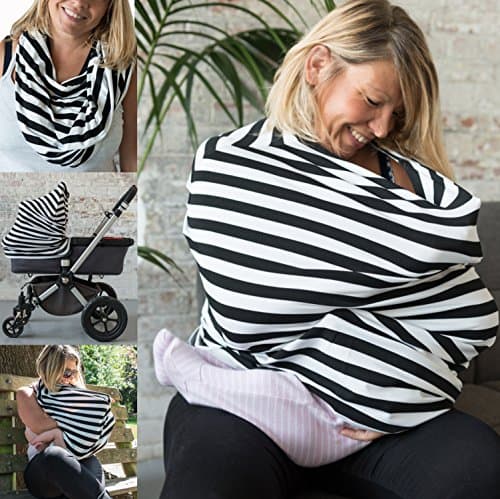 Stretchy Nursing Cover (Stripe Design) (Black)