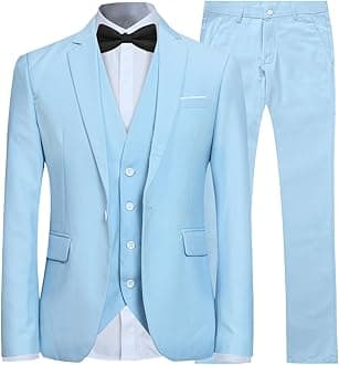 Mens Suits 3 Piece Slim Fit Wedding Formal Tuxedo One Button Close Blazers Jacket Waistcoat Trousers