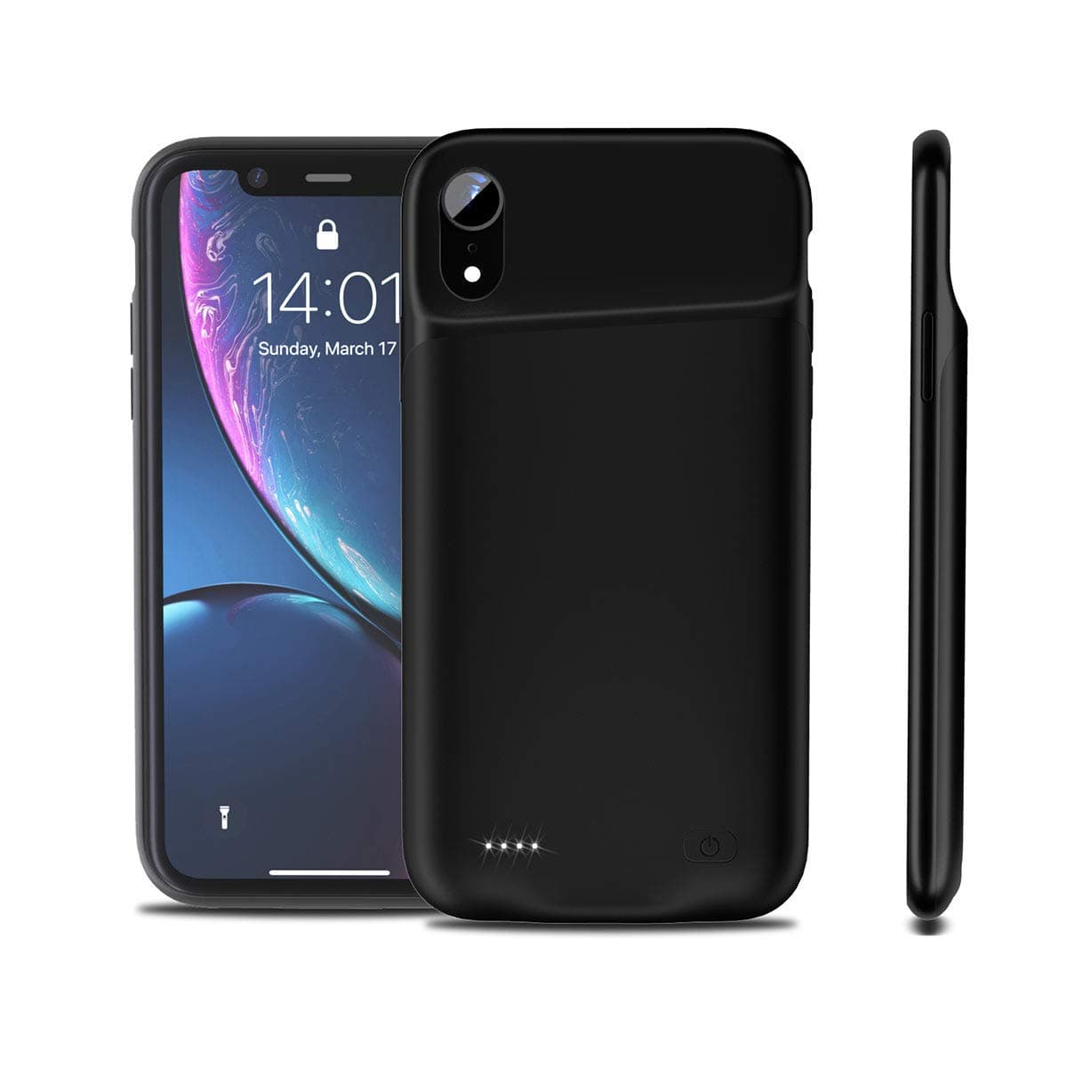 Compatible with iPhone Xr Battery Case, 4200mAh Rechargeable External Backup Charger Pack Slim Extended Portable Power Bank Extra Shockproof Protective Cover Shell Black