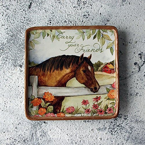YUWANW Small 6 Inch Cake Dish Disc Ceramic Tableware Bone Plate Snack Dish Dish Underglaze Color, Brown Horse