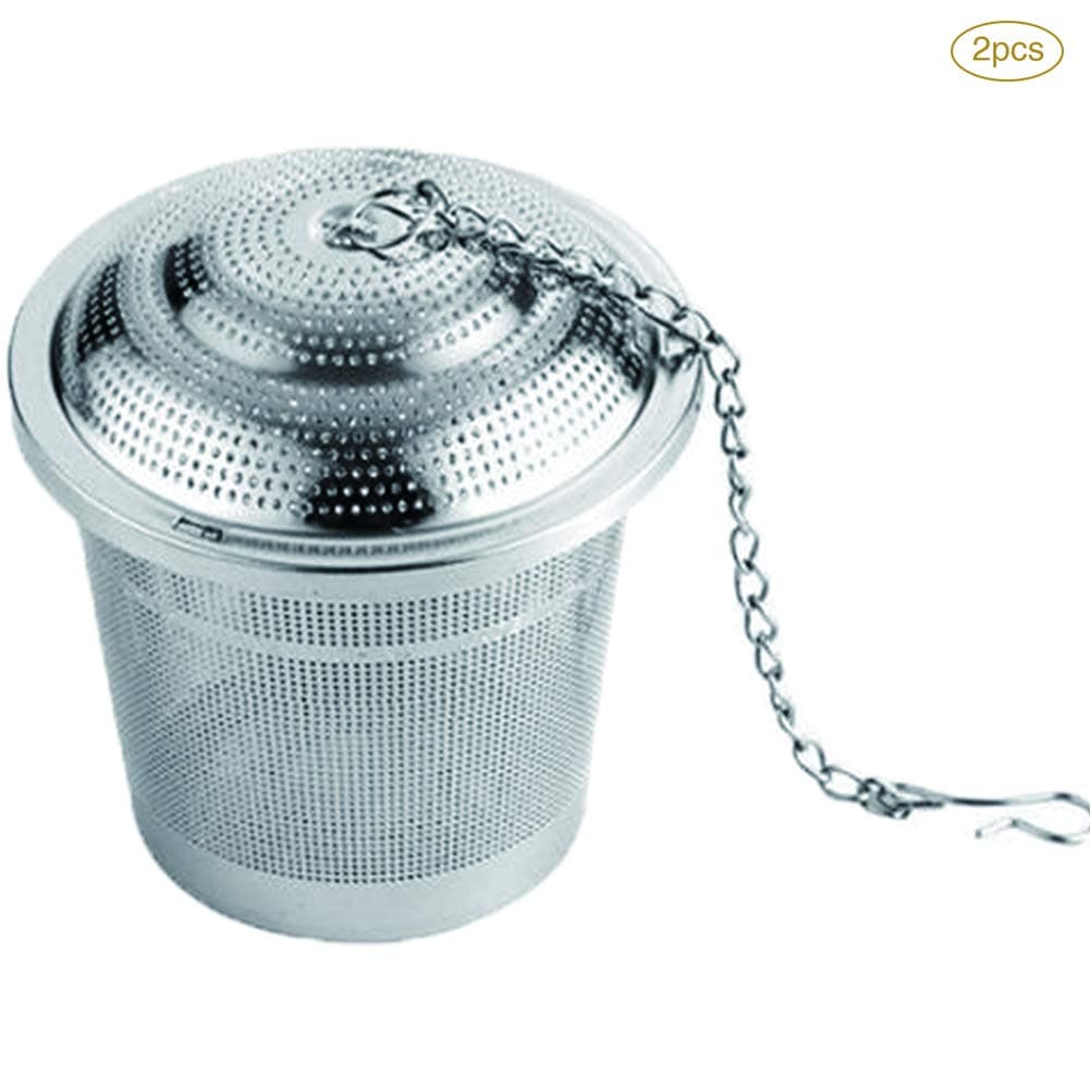 MOLFUJ Tea Infuser,Stainless Steel Barrel Type Convenient Chain Hook Filter Ball,Travel/Office/Home,Raw Particles Coffee/Spice/Hot Pot Seasoning,2pcs,2XL